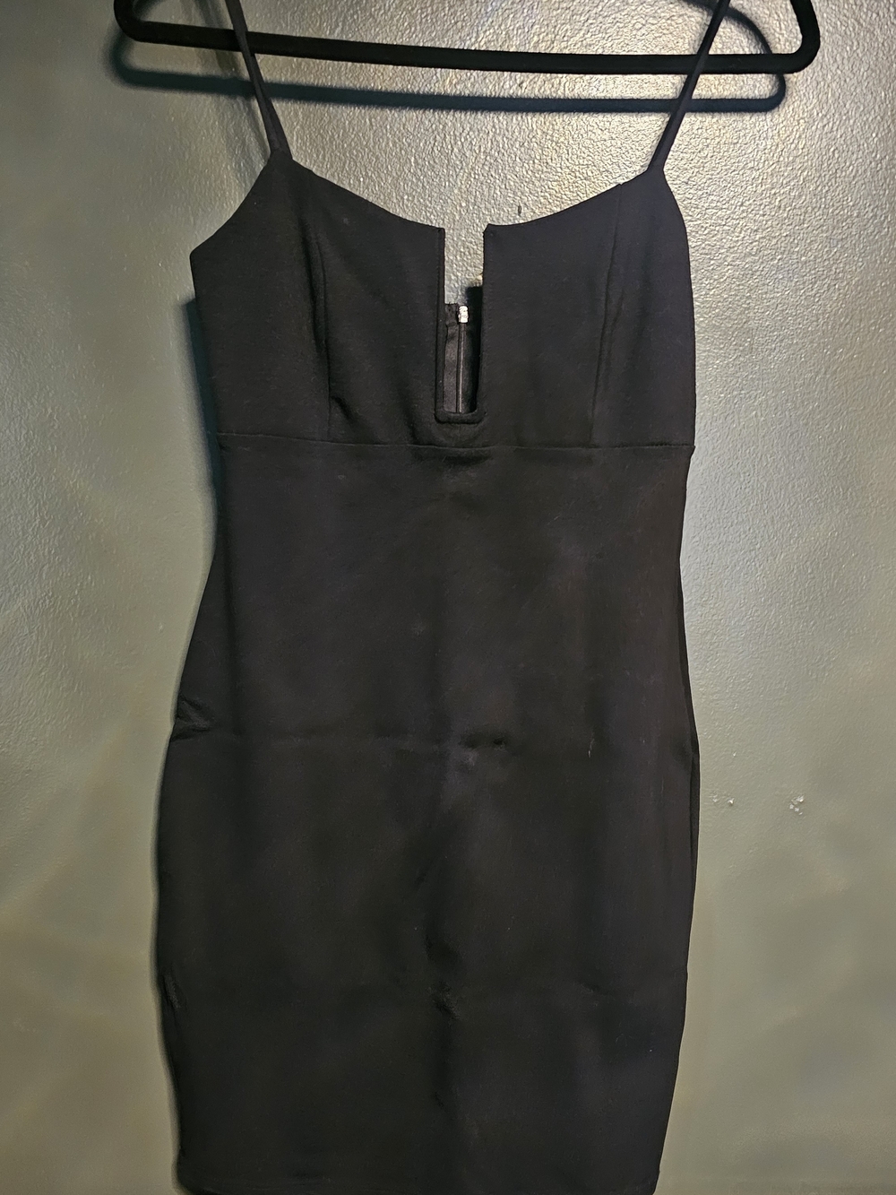 Solemio Black Spaghetti-Strap Bodycon Mini Dress